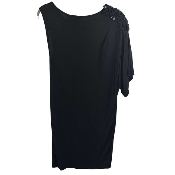NWT Faith Connexion Womens L Black Rayon Asymmetrical Sequins Midi Sheath Dress - Picture 9 of 12